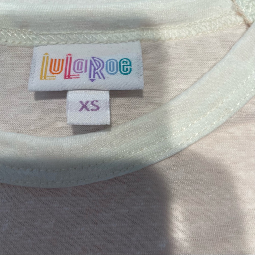 LuLaRoe Randy shirt, powder pink and white color block, XS, NWT - Picture 3 of 7